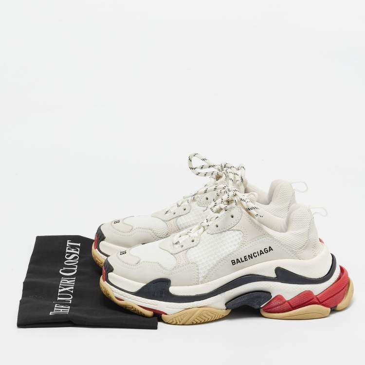Pre Owned Balenciaga Multicolor Mesh and Leather Triple S Sneakers Size 38