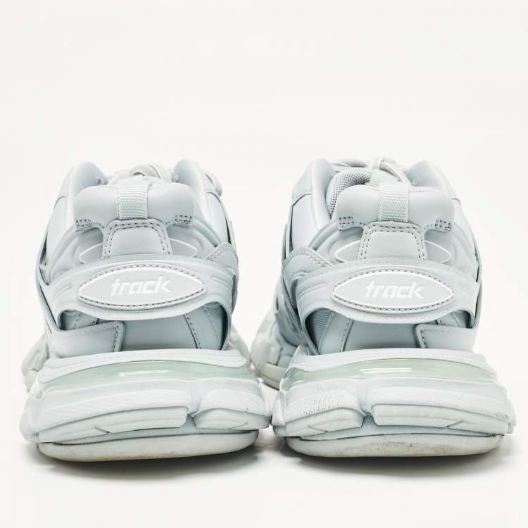 مملوكة مسبقًا Balenciaga Light Blue Mesh and Faux Leather Track Sneakers Size 38