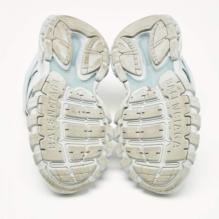 مملوكة مسبقًا Balenciaga Light Blue Mesh and Faux Leather Track Sneakers Size 38