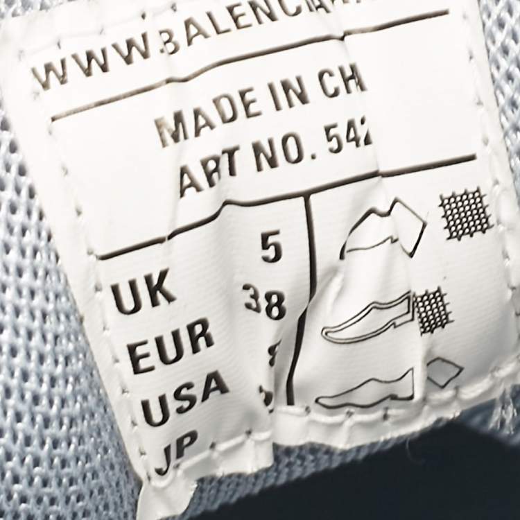 مملوكة مسبقًا Balenciaga Light Blue Mesh and Faux Leather Track Sneakers Size 38