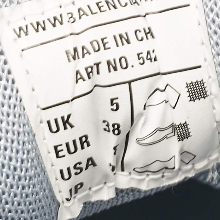 مملوكة مسبقًا Balenciaga Light Blue Mesh and Faux Leather Track Sneakers Size 38