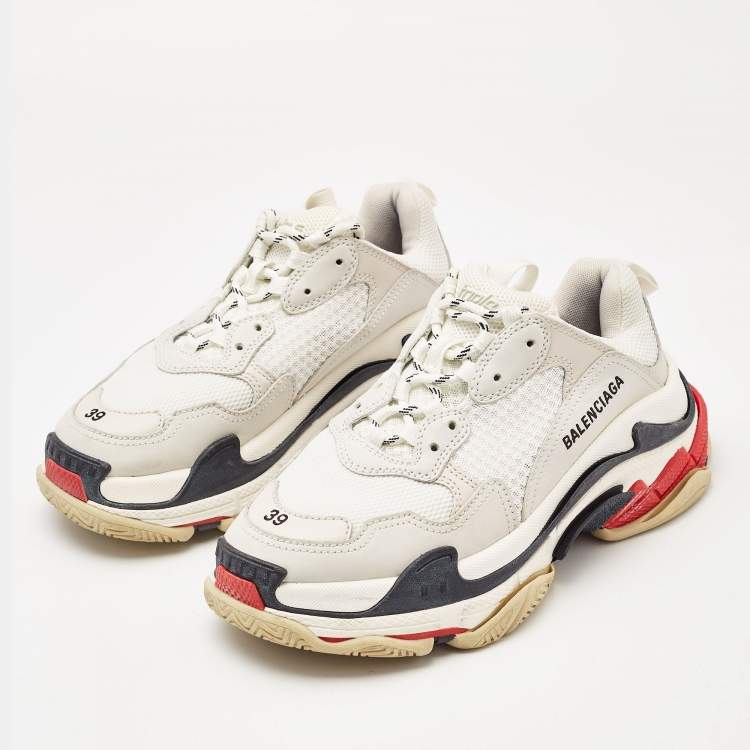 Pre Owned Balenciaga Multicolor Mesh and Faux Leather Triple S Sneakers Size 39