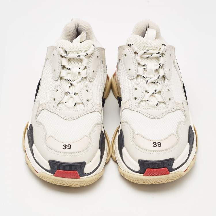 Pre Owned Balenciaga Multicolor Mesh and Faux Leather Triple S Sneakers Size 39