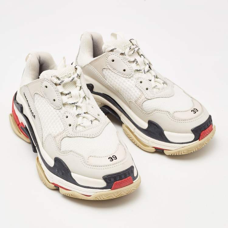 Pre Owned Balenciaga Multicolor Mesh and Faux Leather Triple S Sneakers Size 39