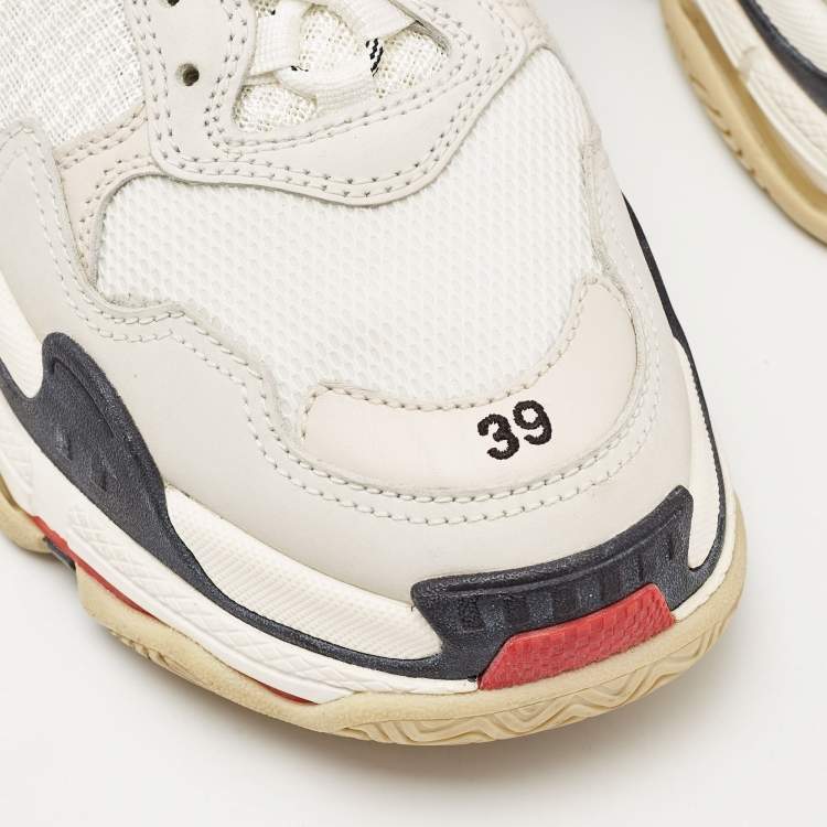 Pre Owned Balenciaga Multicolor Mesh and Faux Leather Triple S Sneakers Size 39