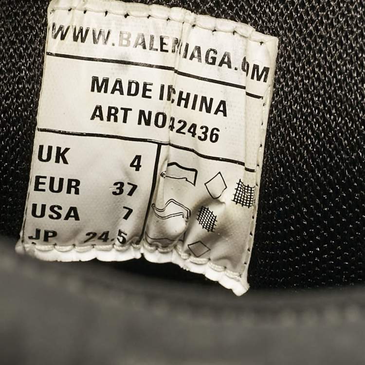 Pre Owned Balenciaga Black Faux Leather and Mesh Track Sneakers Size 37