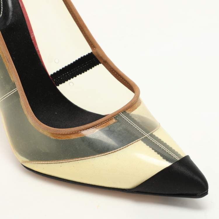 Pre Owned Balenciaga Multicolor PVC  And Satin Pointed Toe Pumps Size 39