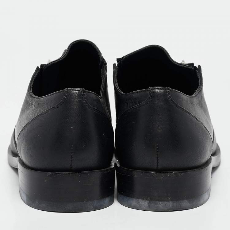 Pre Owned Balenciaga Black Leather Pierced Oxfords Size 37