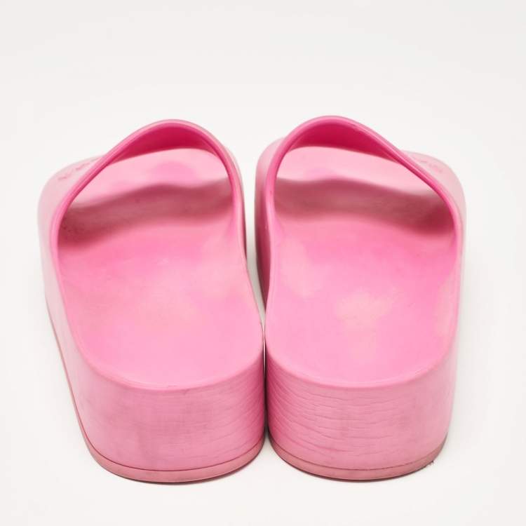 Pre Owned Balenciaga Pink Rubber Platform Chunky Sandals Size 37