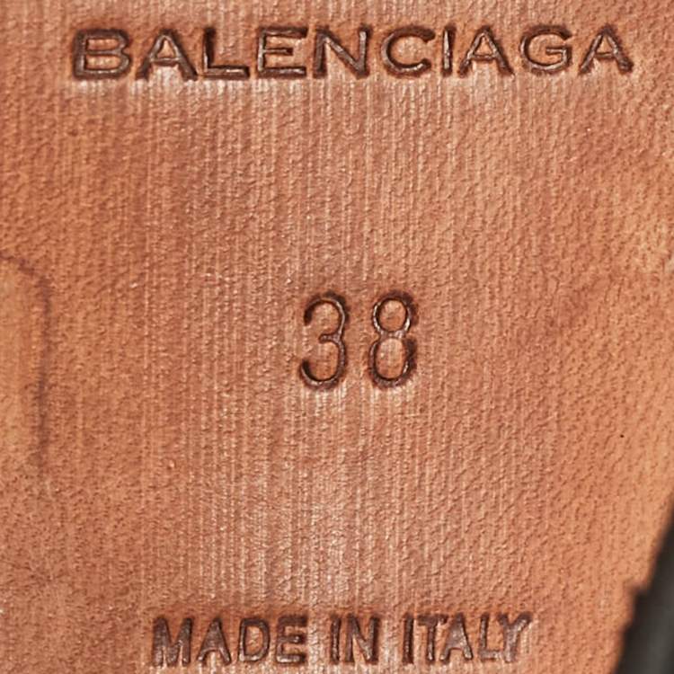 Pre Owned Balenciaga Black Leather Open Toe Slingback Mule Sandals Size 38