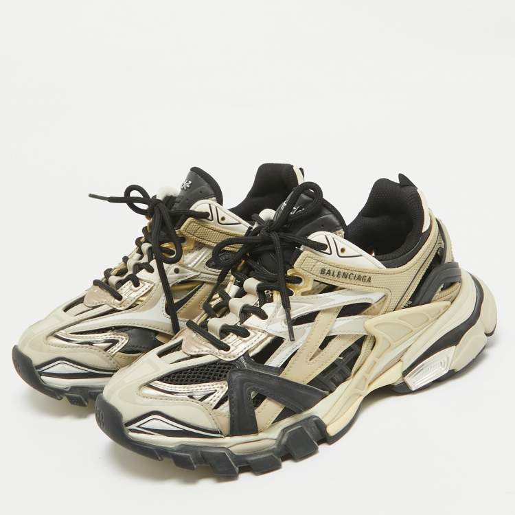 Pre Owned Balenciaga Multicolor Faux Leather and Mesh Track 2 Sneakers Size 38