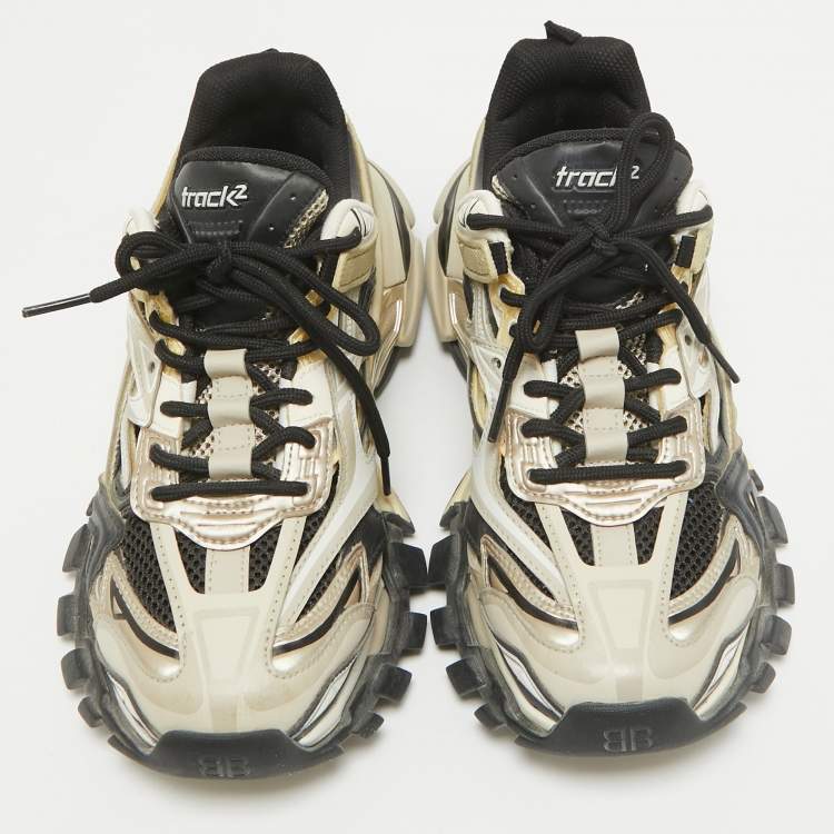 Pre Owned Balenciaga Multicolor Faux Leather and Mesh Track 2 Sneakers Size 38
