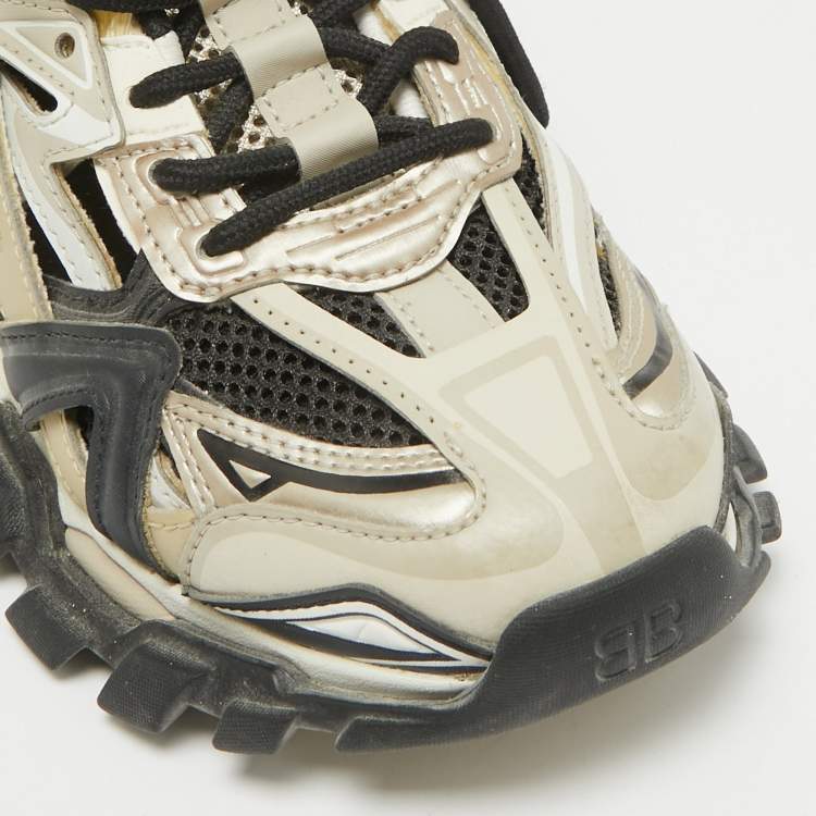 Pre Owned Balenciaga Multicolor Faux Leather and Mesh Track 2 Sneakers Size 38