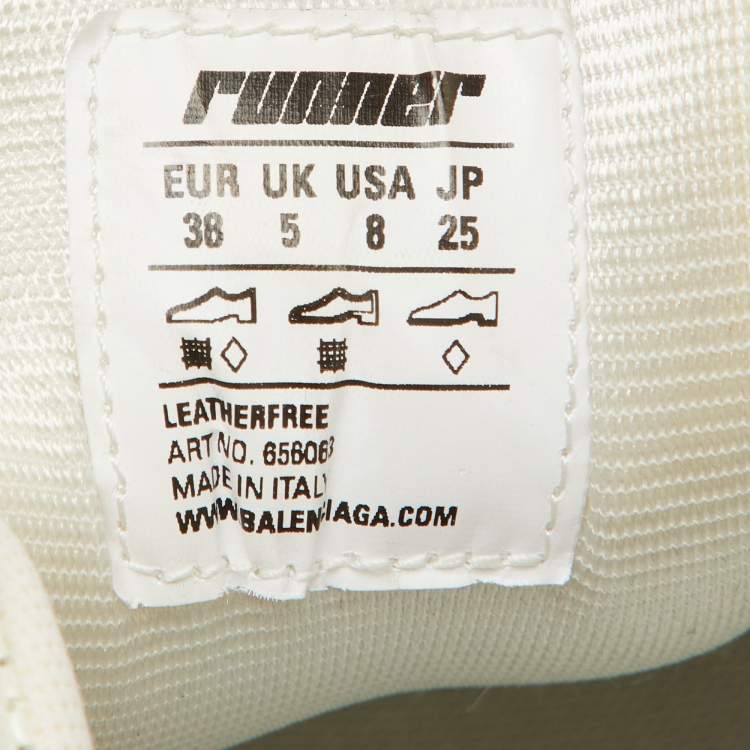Pre Owned Balenciaga White Mesh and Faux Leather Runner Sneakers Size 38