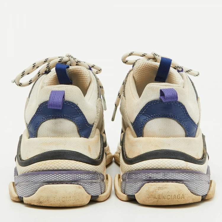 Pre Owned Balenciaga Multicolor Faux Leather and Mesh Triple S Sneakers Size 38