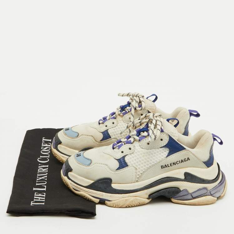 Pre Owned Balenciaga Multicolor Faux Leather and Mesh Triple S Sneakers Size 38
