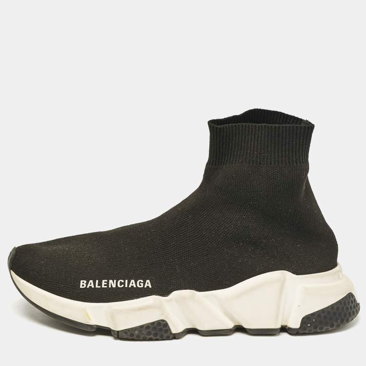 Pre Owned Balenciaga Black Knit Fabric Speed Slip On Sneakers Size 36