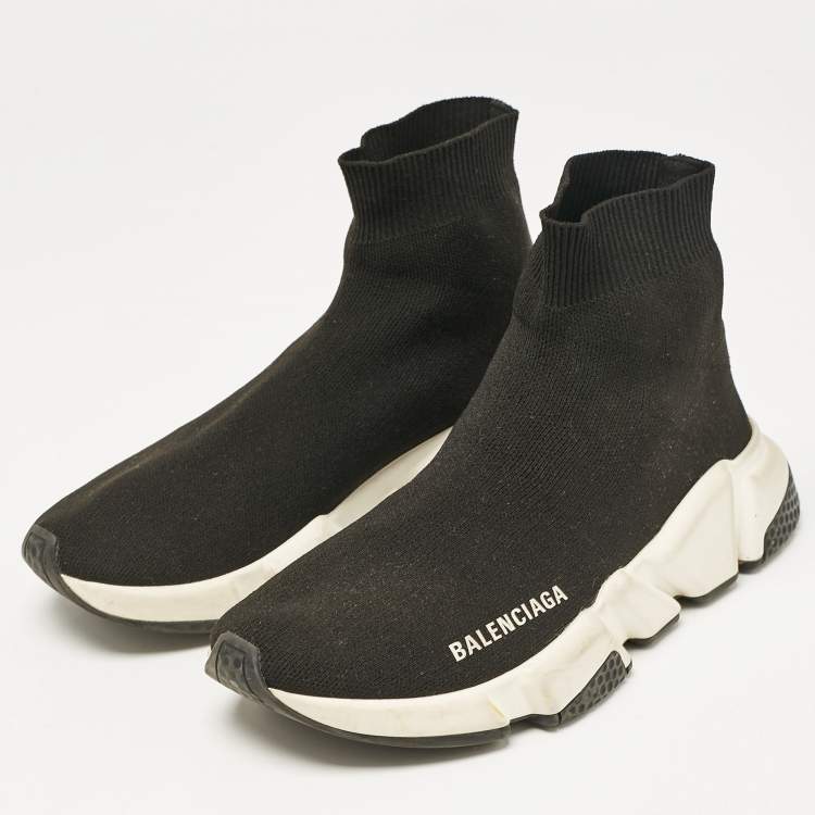 Pre Owned Balenciaga Black Knit Fabric Speed Slip On Sneakers Size 36