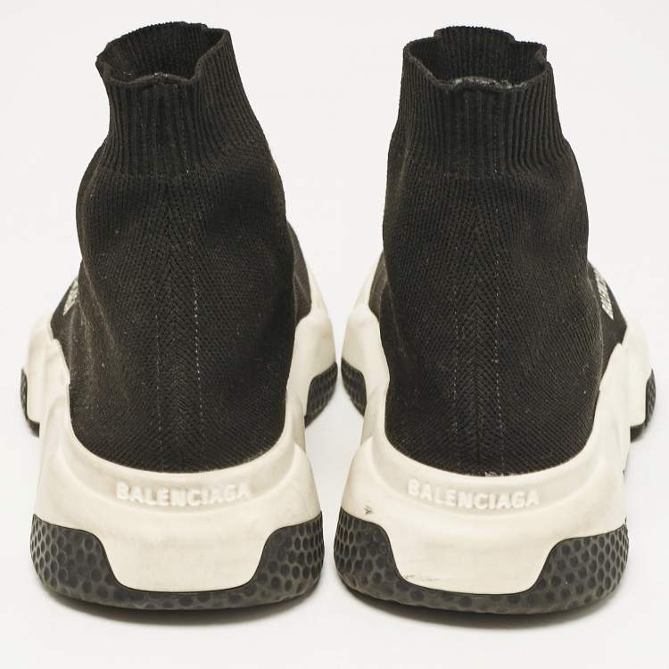 Pre Owned Balenciaga Black Knit Fabric Speed Slip On Sneakers Size 36