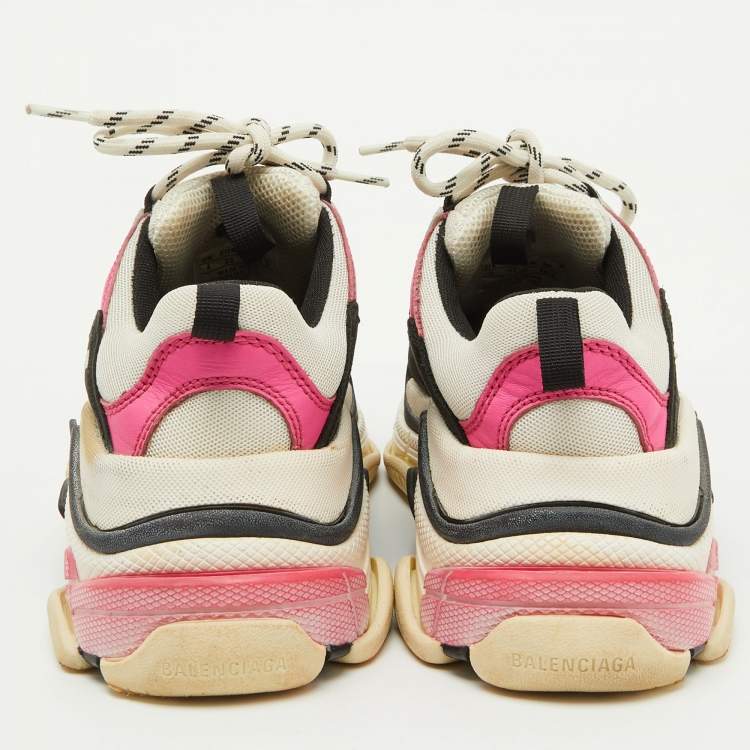 Pre Owned Balenciaga Multicolor Faux Leather and Mesh Triple S Sneakers Size 37