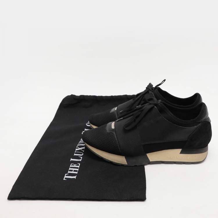 مملوكة مسبقًا Balenciaga Black Neoprene and Patent Race Runner Sneakers Size 37