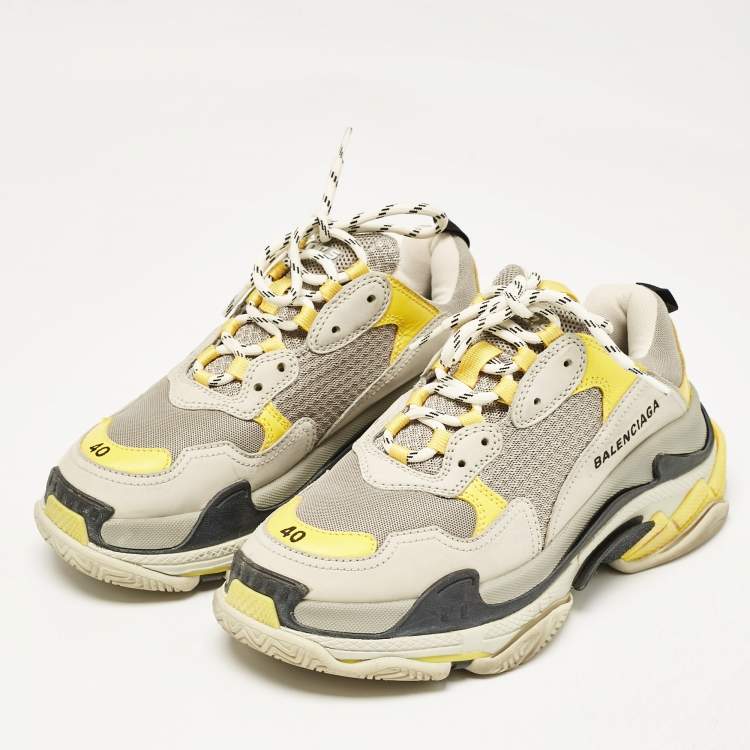 Pre Owned Balenciaga Multicolor Leather and Mesh Triple S Low Top Sneakers Size 40