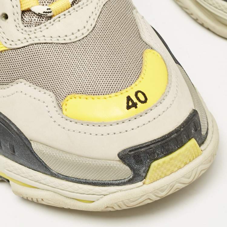 Pre Owned Balenciaga Multicolor Leather and Mesh Triple S Low Top Sneakers Size 40