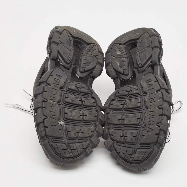 Pre Owned Balenciaga Black Faux Leather Track Mule Sneakers Size 37