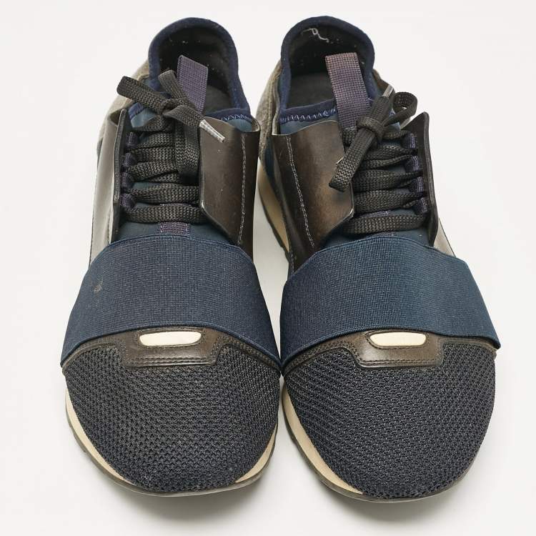 Pre Owned Balenciaga Multicolor Leather and Mesh Race Runner Low Top Sneakers Size 41