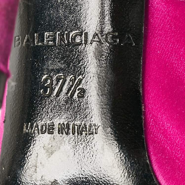 Pre Owned Balenciaga Pink Satin Pointed Toe Mary Jane Pumps Size 37.5