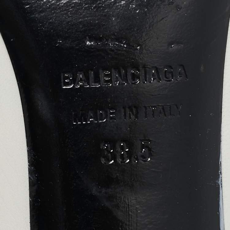 Pre Owned Balenciaga White Leather Knife Bow Mules Size 38.5