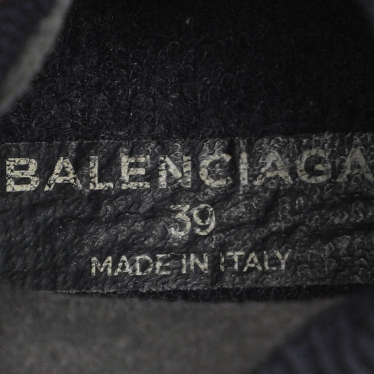 Pre Owned Balenciaga Navy Knit Fabric Speed Trainer High Top Sneakers Size 39
