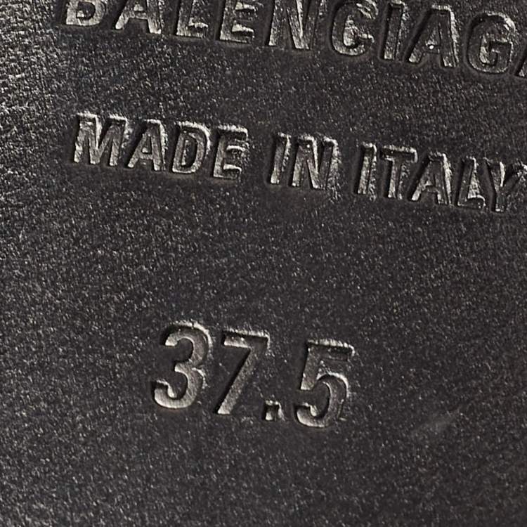 Pre Owned Balenciaga Black Leather Drapy Mules Size 37.5