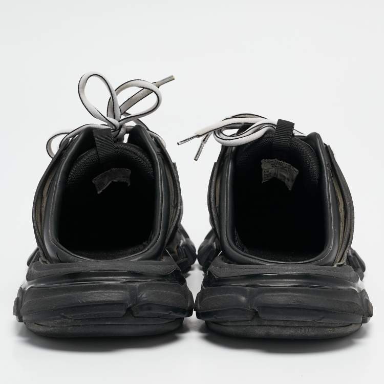 Pre Owned Balenciaga Black Faux Leather Track Mule Sneakers Size 39