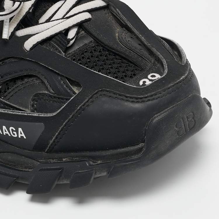 Pre Owned Balenciaga Black Faux Leather Track Mule Sneakers Size 39