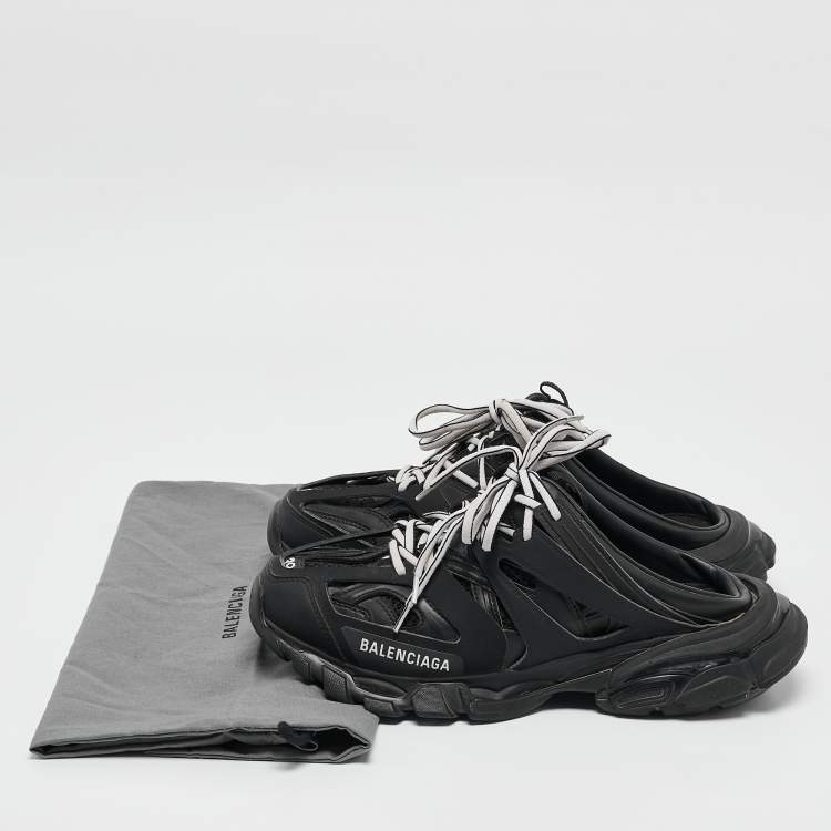 Pre Owned Balenciaga Black Faux Leather Track Mule Sneakers Size 39