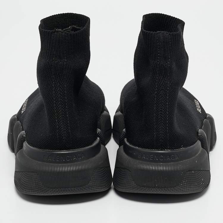 Pre Owned Balenciaga Black Knit Fabric  Speed 2.0 Sneakers Size 39