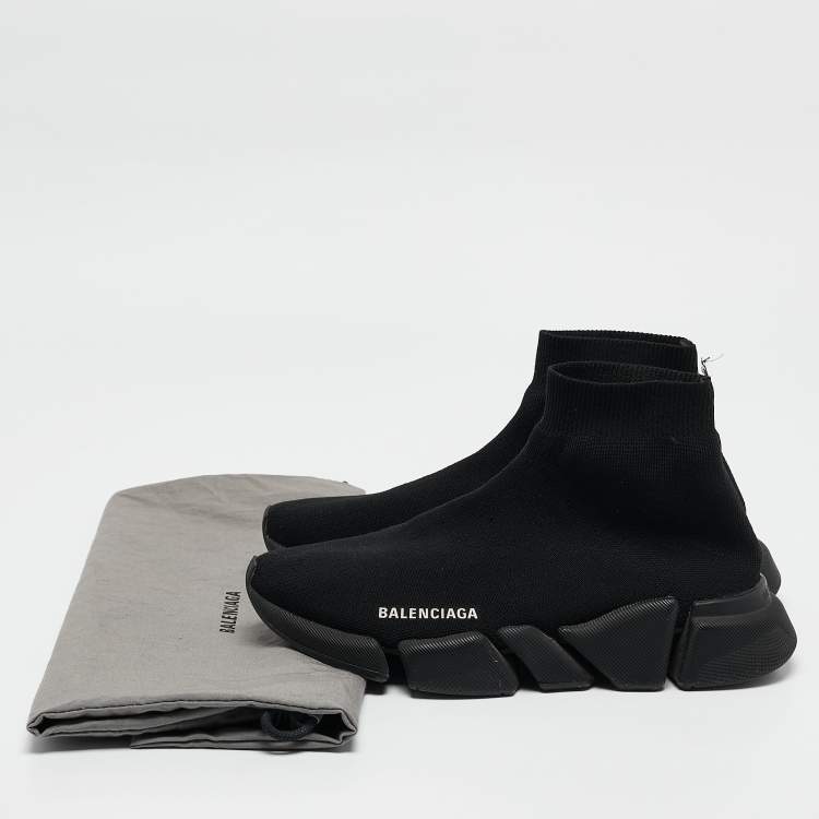 Pre Owned Balenciaga Black Knit Fabric  Speed 2.0 Sneakers Size 39