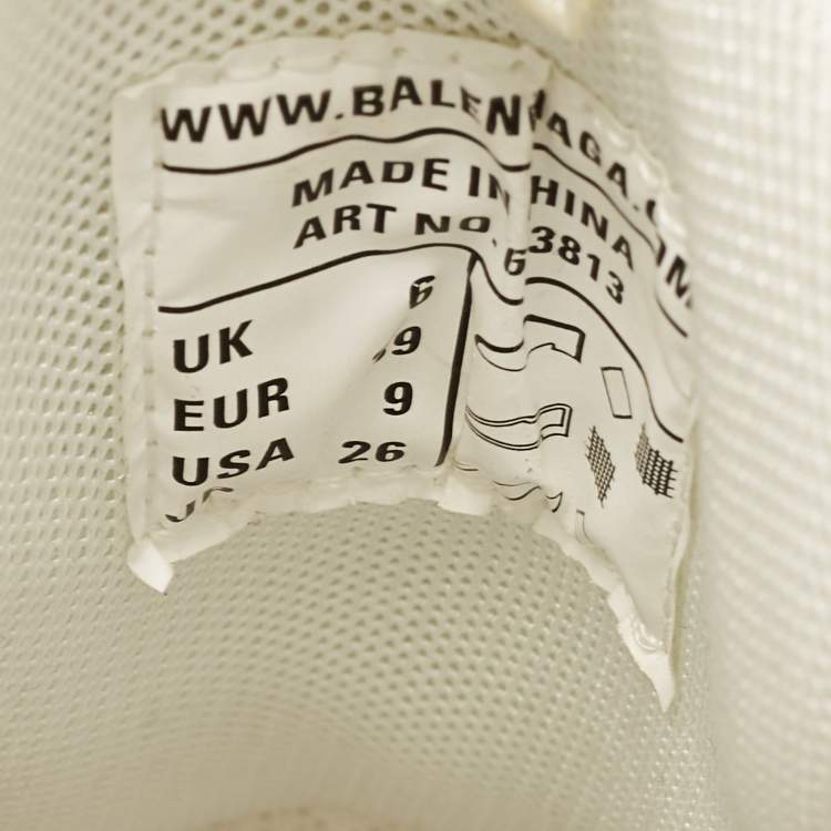 مملوكة مسبقًا Balenciaga White Mesh and Faux Leather Track Mule Sneakers Size 39