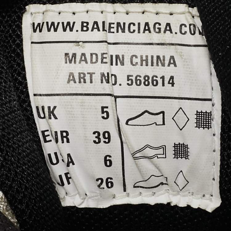 Pre Owned Balenciaga White/Black Faux Leather and Mesh Track 2 Sneakers Size 39