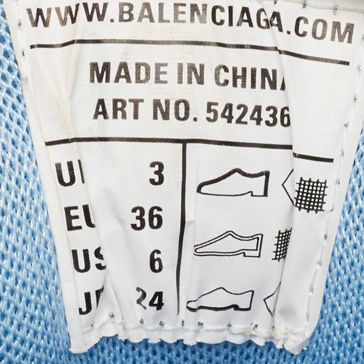 Pre Owned Balenciaga Blue Faux Leather Track Lace Up Sneakers Size 36
