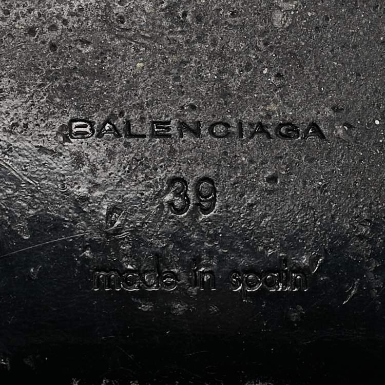 Pre Owned Balenciaga Black Leather Arena Wedge Espadrille Sandals Size 39