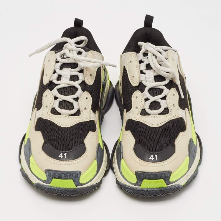 Pre Owned Balenciaga Multicolor Faux Leather and Mesh Track Lace Up Sneakers Size 41