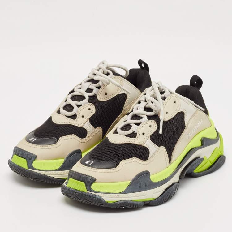 Pre Owned Balenciaga Multicolor Faux Leather and Mesh Track Lace Up Sneakers Size 41