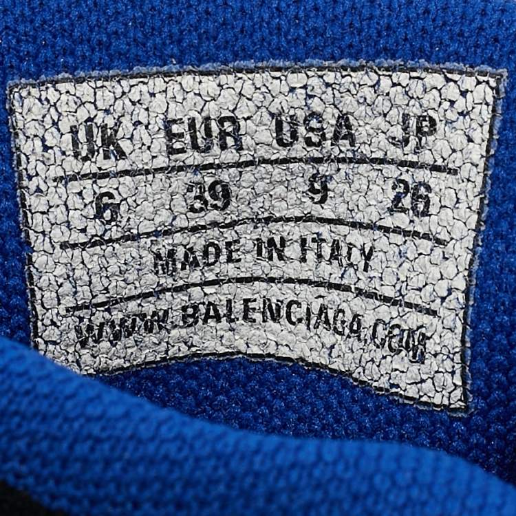 Pre Owned Balenciaga Blue Knit Fabric Speed Trainer High Top Sneakers Size 39