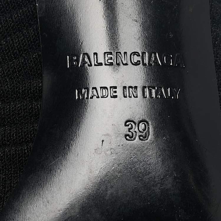 Pre Owned Balenciaga Black Knit Fabric Knife Ankle Socks Boots Size 39
