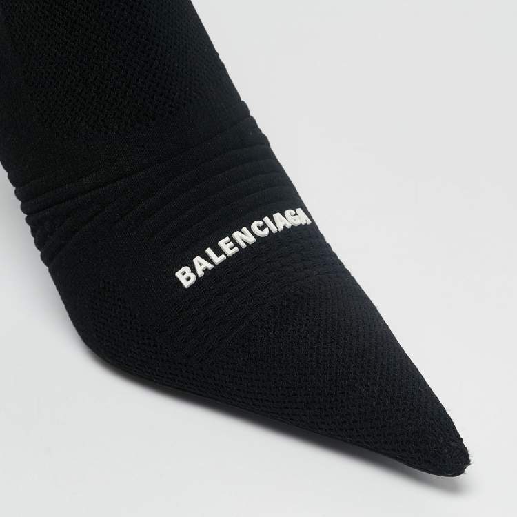 Pre Owned Balenciaga Black Knit Fabric Knife Ankle Socks Boots Size 39
