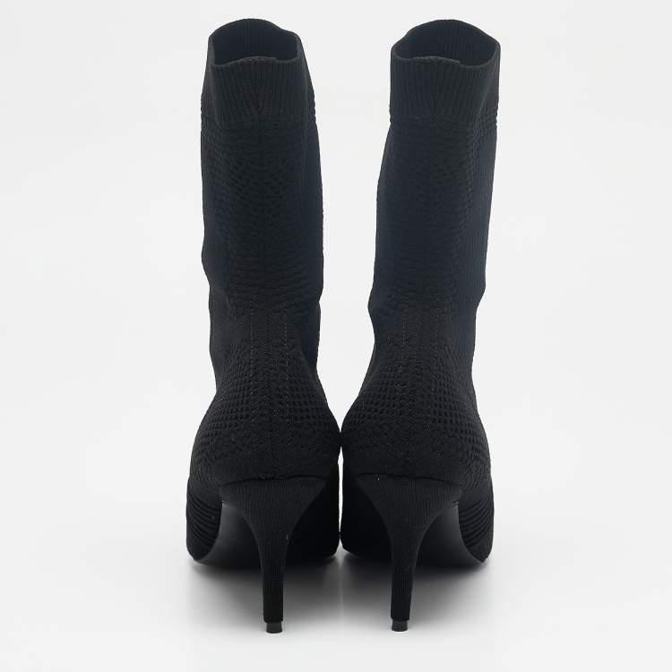 Pre Owned Balenciaga Black Knit Fabric Knife Ankle Socks Boots Size 39