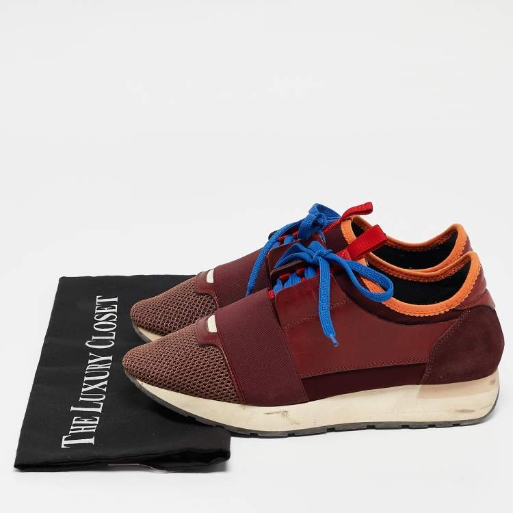 Pre Owned Balenciaga Multicolor Leather and Mesh Race Runner Low Top Sneakers Size 38