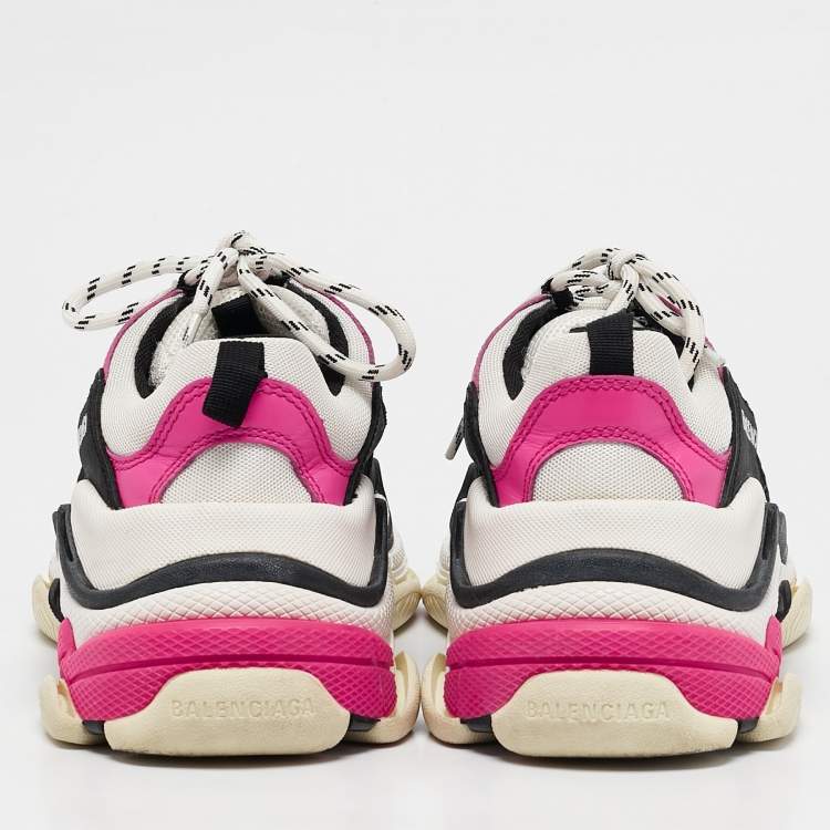 Pre Owned Balenciaga Multicolor Mesh and Nubuck Leather Triple S Sneakers Size 38